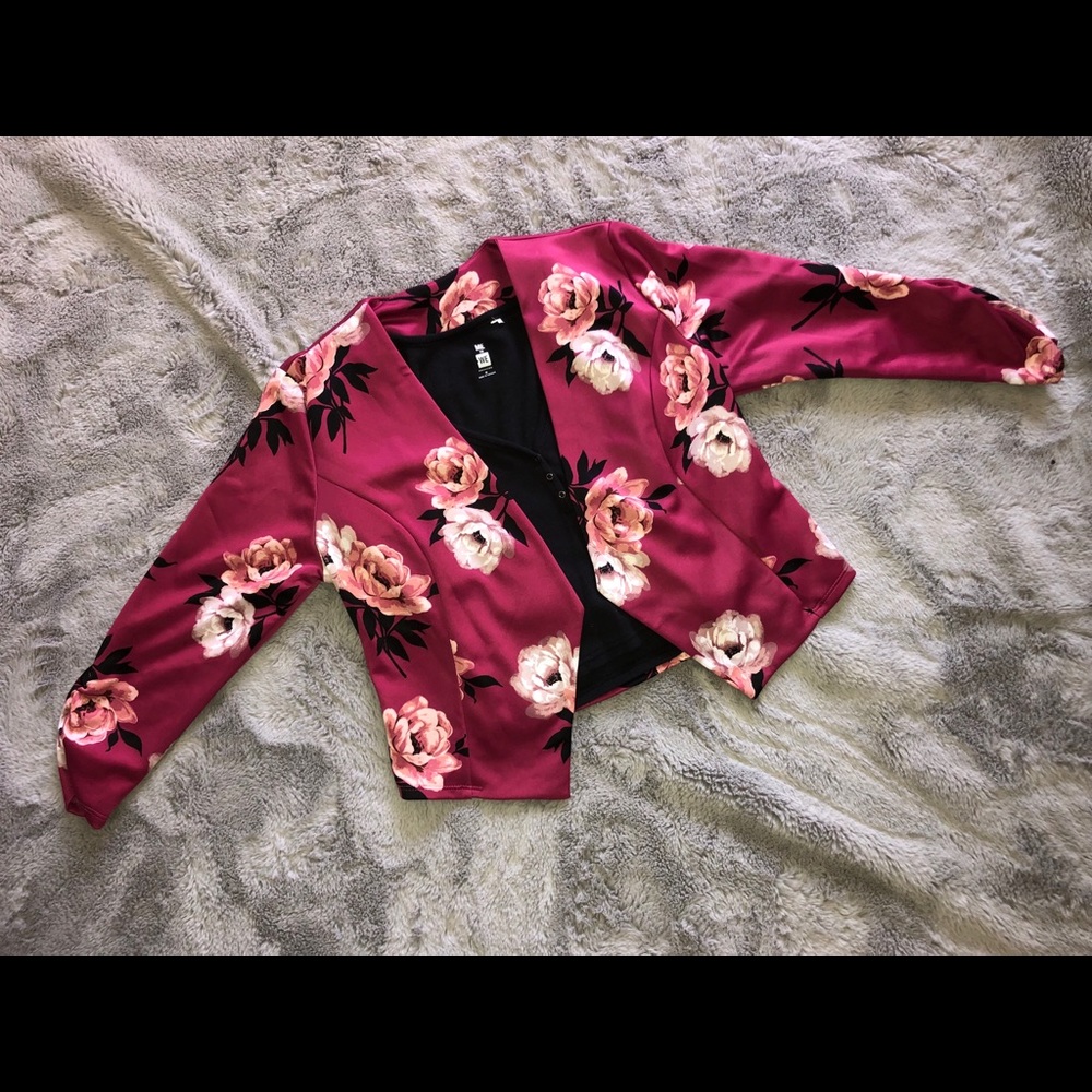 Pink floral blazer